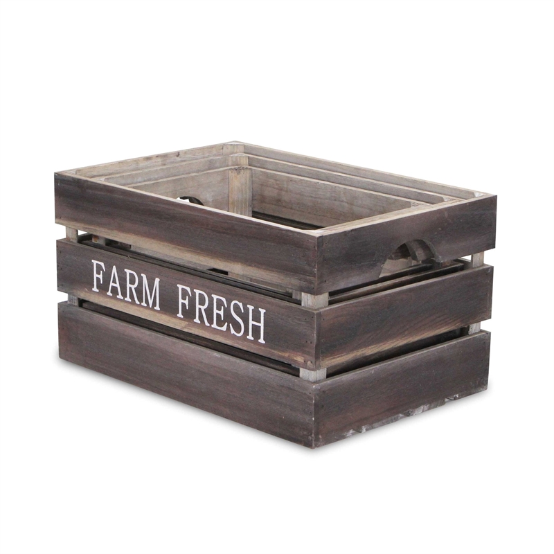 Isolde Set of 3 Wood Crates - Farm Fresh