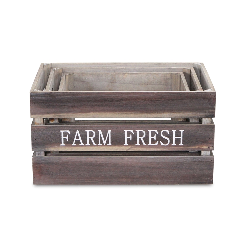 Isolde Set of 3 Wood Crates - Farm Fresh