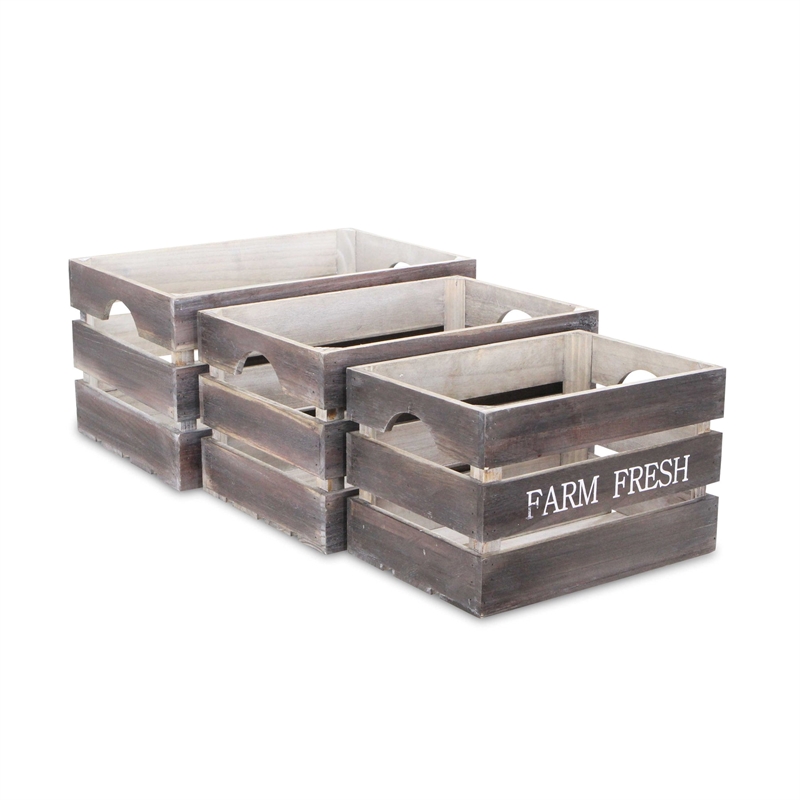 Isolde Set of 3 Wood Crates - Farm Fresh