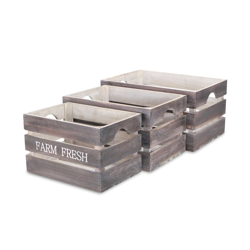 Isolde Set of 3 Wood Crates - Farm Fresh