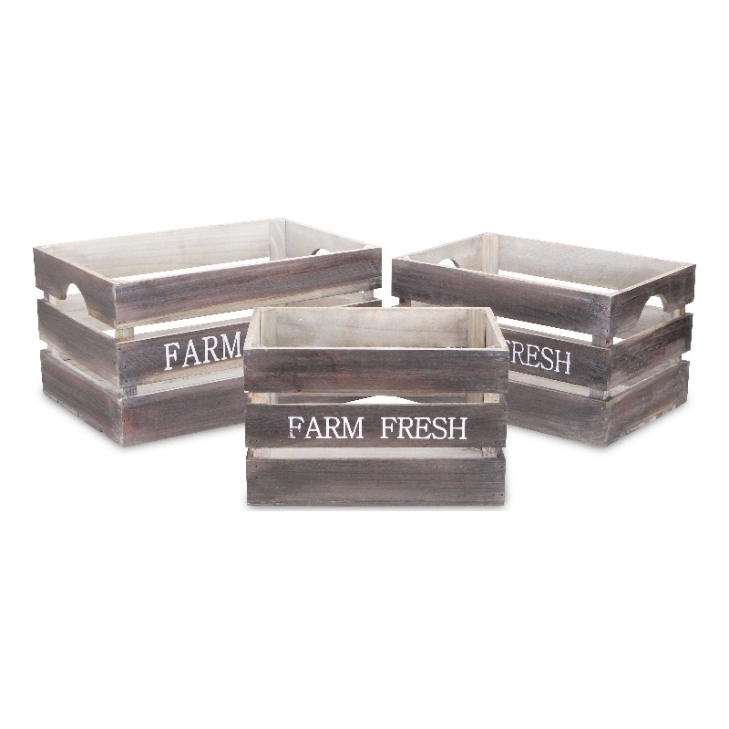 Isolde Set of 3 Wood Crates - Farm Fresh