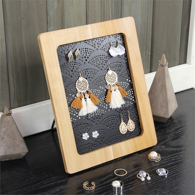Merridew Wood Framed Metal Earring Hanging Table Easel
