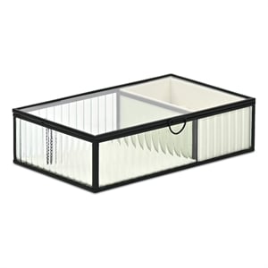 Verena 9.75 inch Glass Jewelry Box with Two Padded Compartments - Black