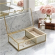 Verena 9.75 inch Glass Jewelry Box with Two Padded Compartments - Gold