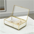 Verena 9.75 inch Glass Jewelry Box with Two Padded Compartments - Gold