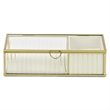 Verena 9.75 inch Glass Jewelry Box with Two Padded Compartments - Gold