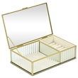 Verena 9.75 inch Glass Jewelry Box with Two Padded Compartments - Gold
