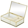 Verena 9.75 inch Glass Jewelry Box with Two Padded Compartments - Gold