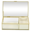 Verena 9.75 inch Glass Jewelry Box with Two Padded Compartments - Gold
