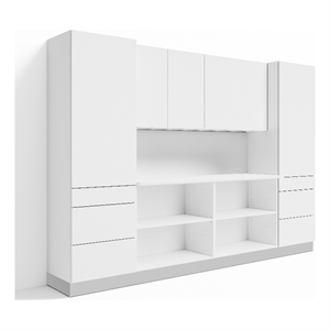 Klovo 7-Piece 10 ft. Home Gym Storage Wall Set w/ Dual Drawer Lockers in White
