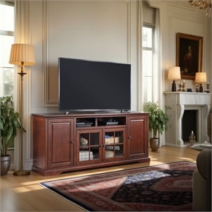 Bridgevine Home Brentwood 78&quot Traditional TV Stand in Dark Cherry Wood