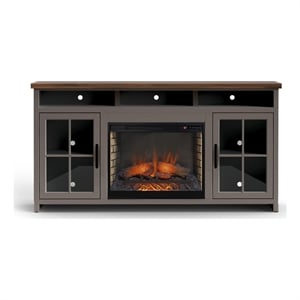 Bridgevine Home Avalon 74&quot Fireplace TV Stand in Sandstone and Whiskey Finish