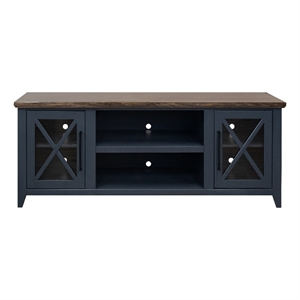 Bridgevine Home Ithaca 66&quot TV Stand with Blue and Bourbon Finish