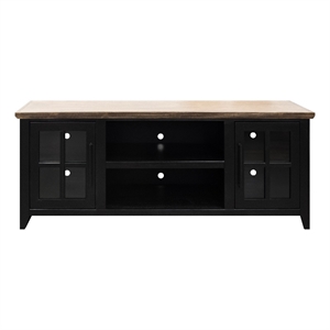 Bridgevine Home Providence 66&quot TV Stand in Black and Bourbon Finish