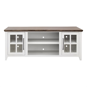 Bridgevine Home Providence 66&quot TV Stand in White and Bourbon Finish