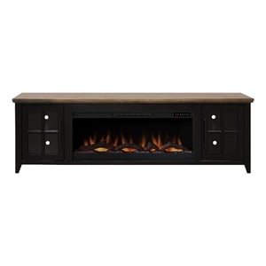 Bridgevine Home Providence 83&quot Fireplace TV Stand in Black and Bourbon Finish