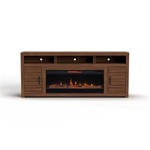 Bridgevine Home Sausalito 78&quot Electric Fireplace TV Stand in Whiskey Finish