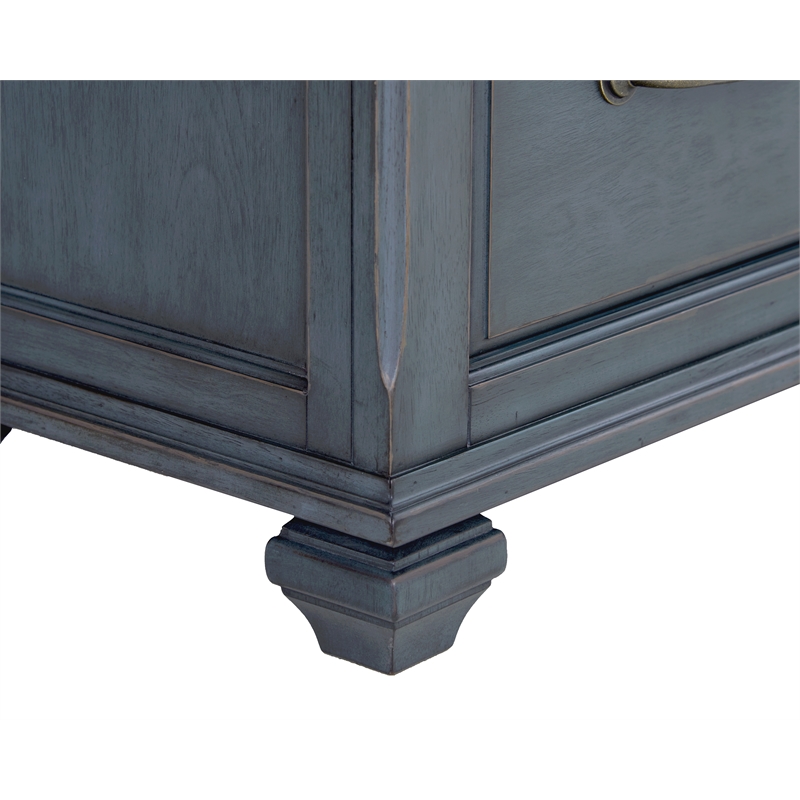 Bridgevine Home Americana Farmhouse Coastal Bedside Table with Storage in Blue