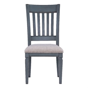 Bridgevine Home Americana Slat Back Dining Chair in Corduroy Blue (Set of 2)