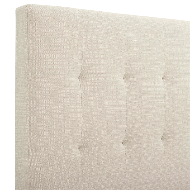 Bridgevine Home King Size Tufted Upholstered Platform Bed in Beige