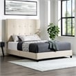 Bridgevine Home Queen Size Tufted Upholstered Platform Bed in Beige