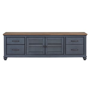 Bridgevine Home Americana 84&quot Farmhouse Coastal Entertainment TV Stand in Blue