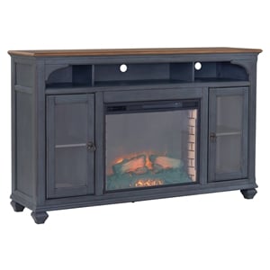 Bridgevine Home Americana 66&quot Fireplace Farmhouse Entertainment TV Stand in Blue