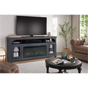 Bridgevine Home Americana 86&quot Fireplace TV Stand in Corduroy Blue Finish