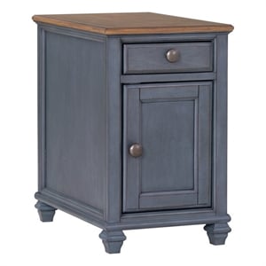 Bridgevine Home Americana 14&quot Farmhouse Coastal End Table with Storage in Blue