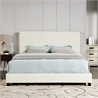 Bridgevine Home King Size Boucle Upholstered Platform Bed in White