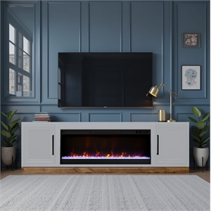 Bridgevine Home Nora 81&quot Fireplace TV Stand with Painted Finish in White