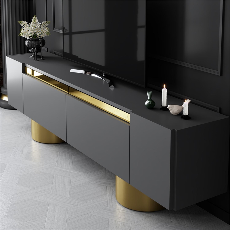 ASIR Hanah Home Bohem TV Stand in Anthracite and Gold
