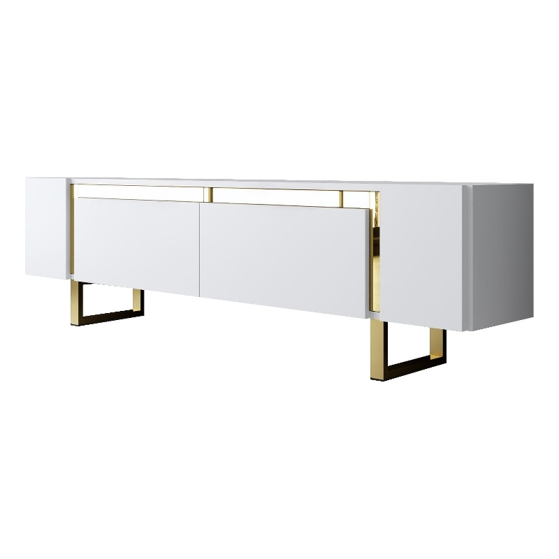 ASIR Hanah Home Yildiz TV Stand in White and Gold