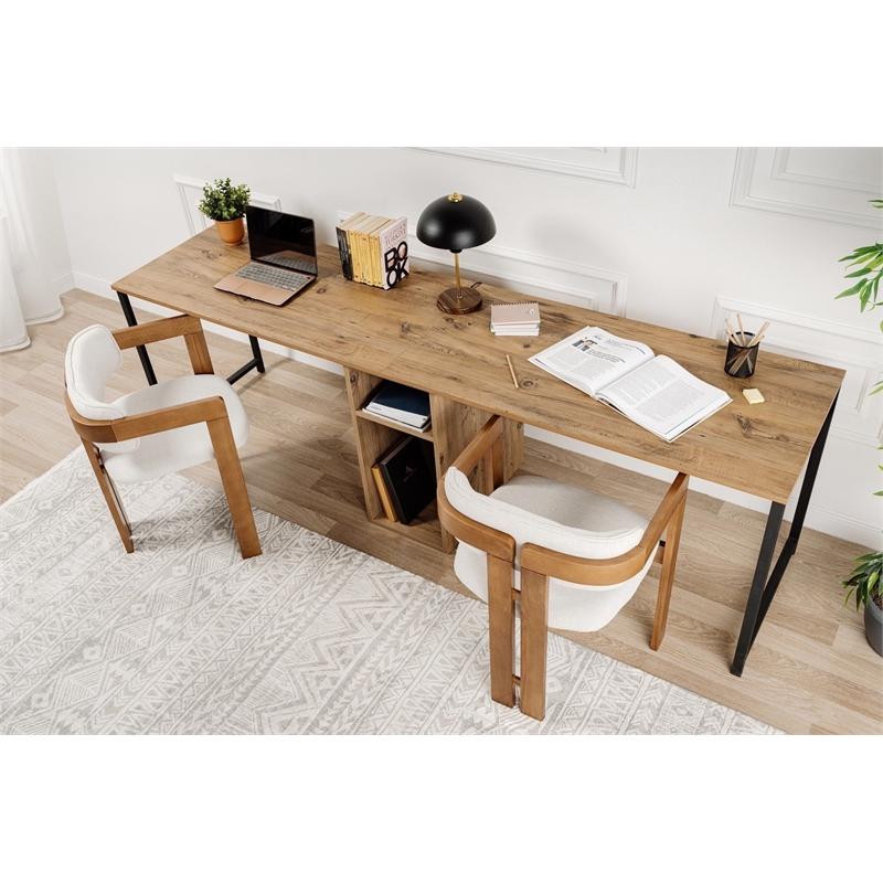 ASIR Hanah Home Twin Study Desk in Atlantic Pine and Black
