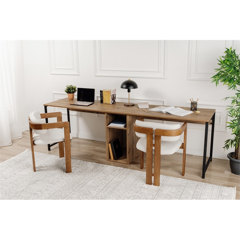 ASIR Hanah Home Twin Study Desk in Atlantic Pine and Black