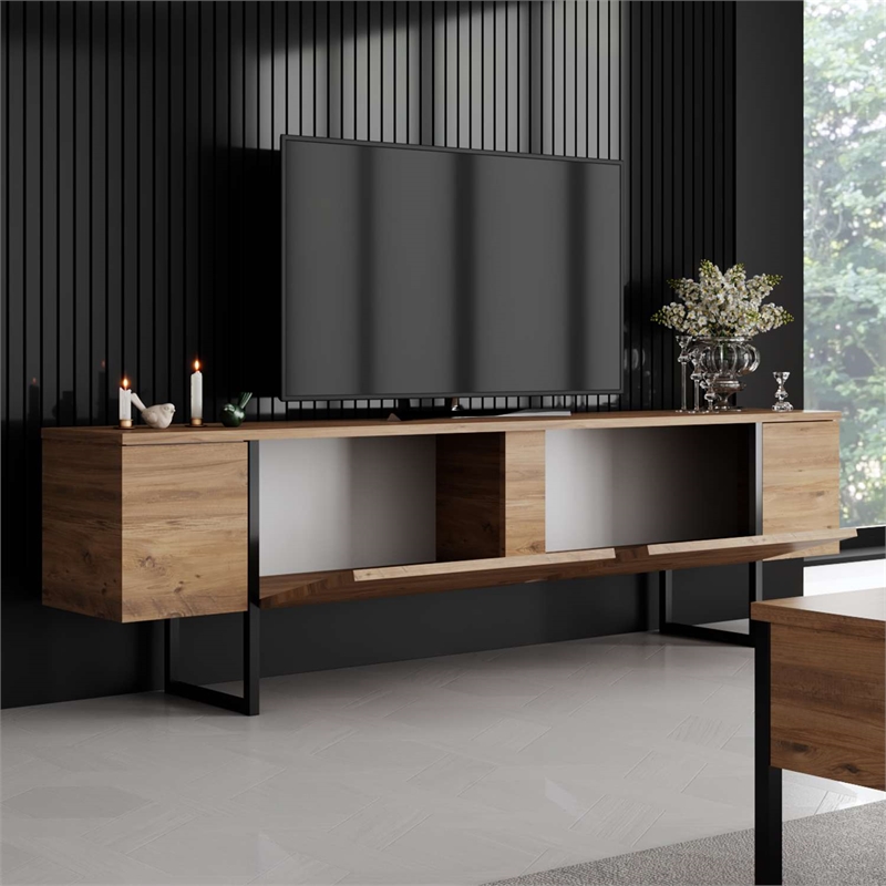 ASIR Hanah Home Luxe Coffee Table in Atlantic Pine and Black