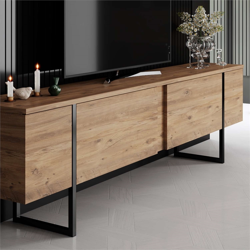 ASIR Hanah Home Luxe Coffee Table in Atlantic Pine and Black