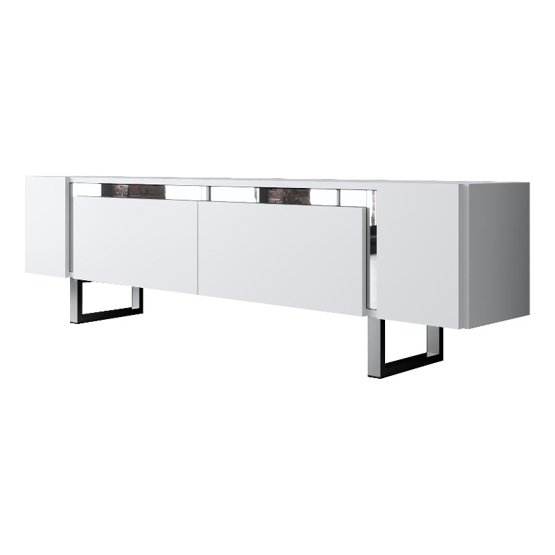 ASIR Hanah Home Yildiz TV Stand in White and Silver
