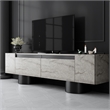 ASIR Hanah Home Bohem TV Stand in Travertine and Black