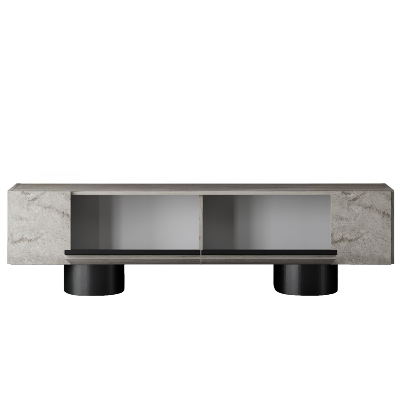 ASIR Hanah Home Bohem TV Stand in Travertine and Black
