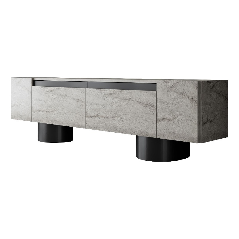 ASIR Hanah Home Bohem TV Stand in Travertine and Black