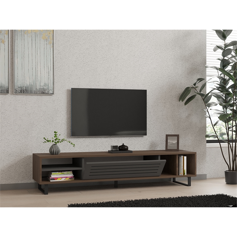 ASIR Hanah Home Eray TV Stand in Walnut and Anthracite