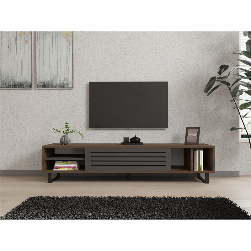 ASIR Hanah Home Eray TV Stand in Walnut and Anthracite