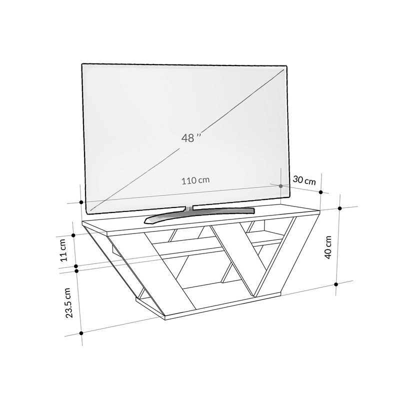 ASIR Hanah Home Pipralla TV Stand in Carrara Marble