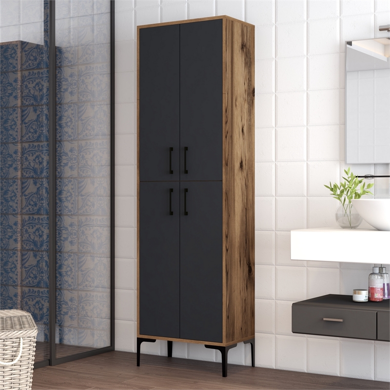 ASIR Hanah Home Berlin A Multi Purpose Cabinet in Walnut and Anthracite