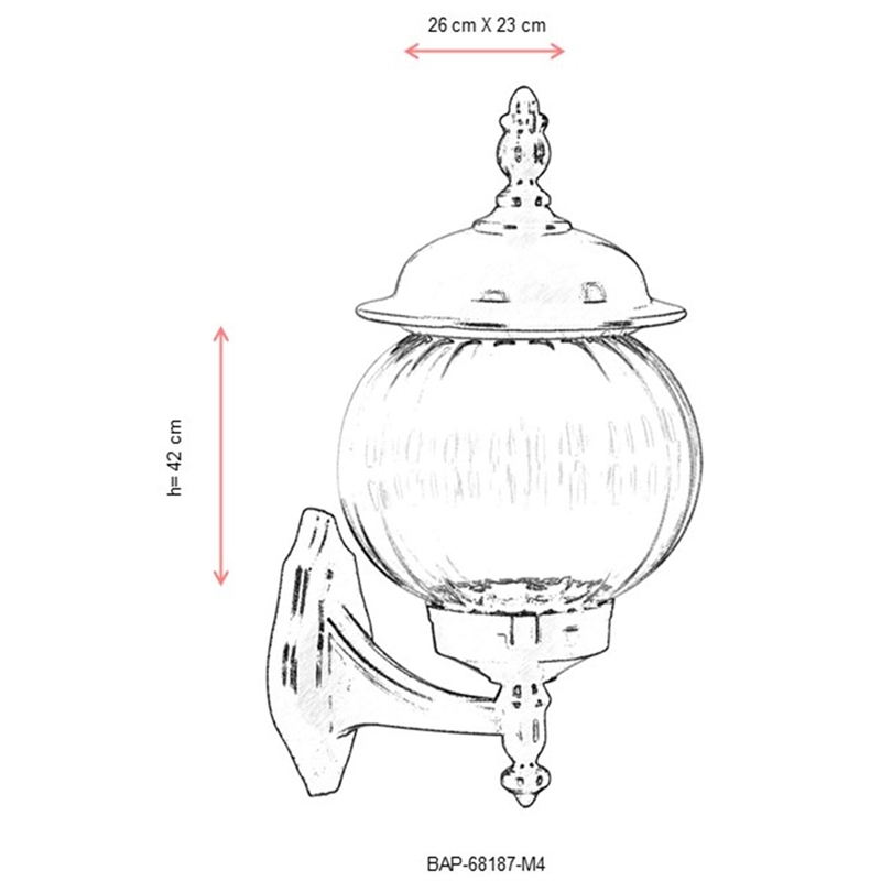 ASIR Opviq BAP-68187-M4 Black Outdoor Wall Lamp