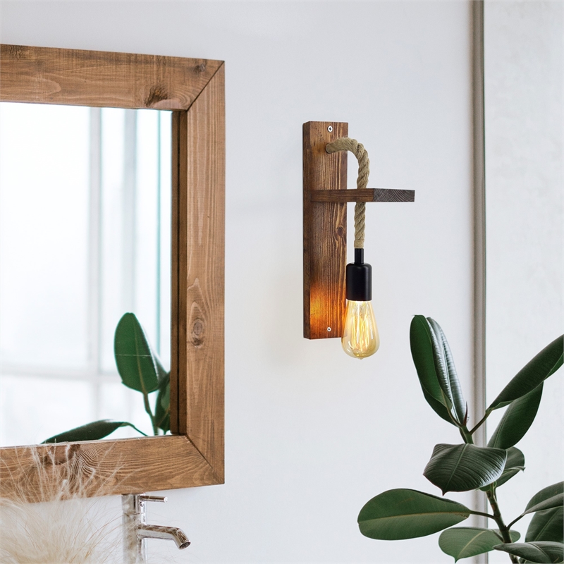 ASIR Opviq Ahsap Aplik 17 Walnut Wall Lamp