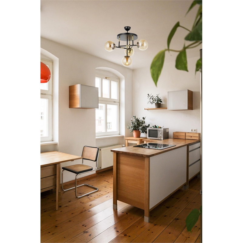 ASIR Opviq AV-4331-4T-BSY Black, Gold Chandelier