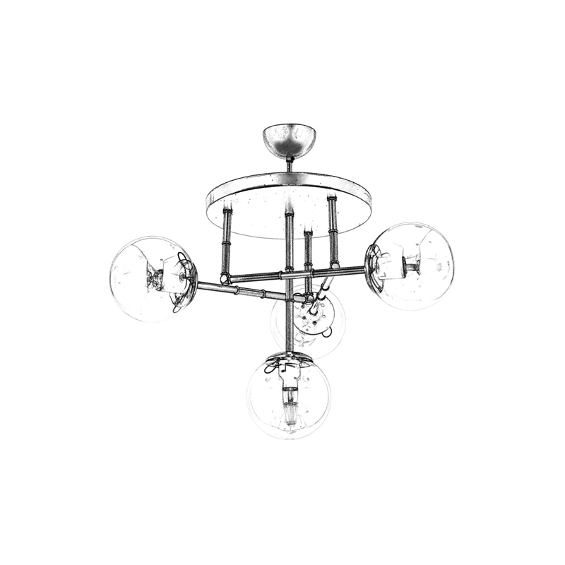 ASIR Opviq AV-4331-4T-BSY Black, Gold Chandelier
