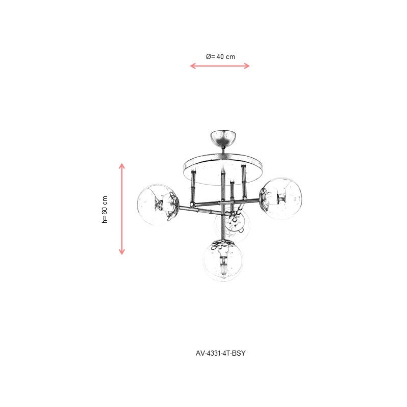 ASIR Opviq AV-4331-4T-BSY Black, Gold Chandelier